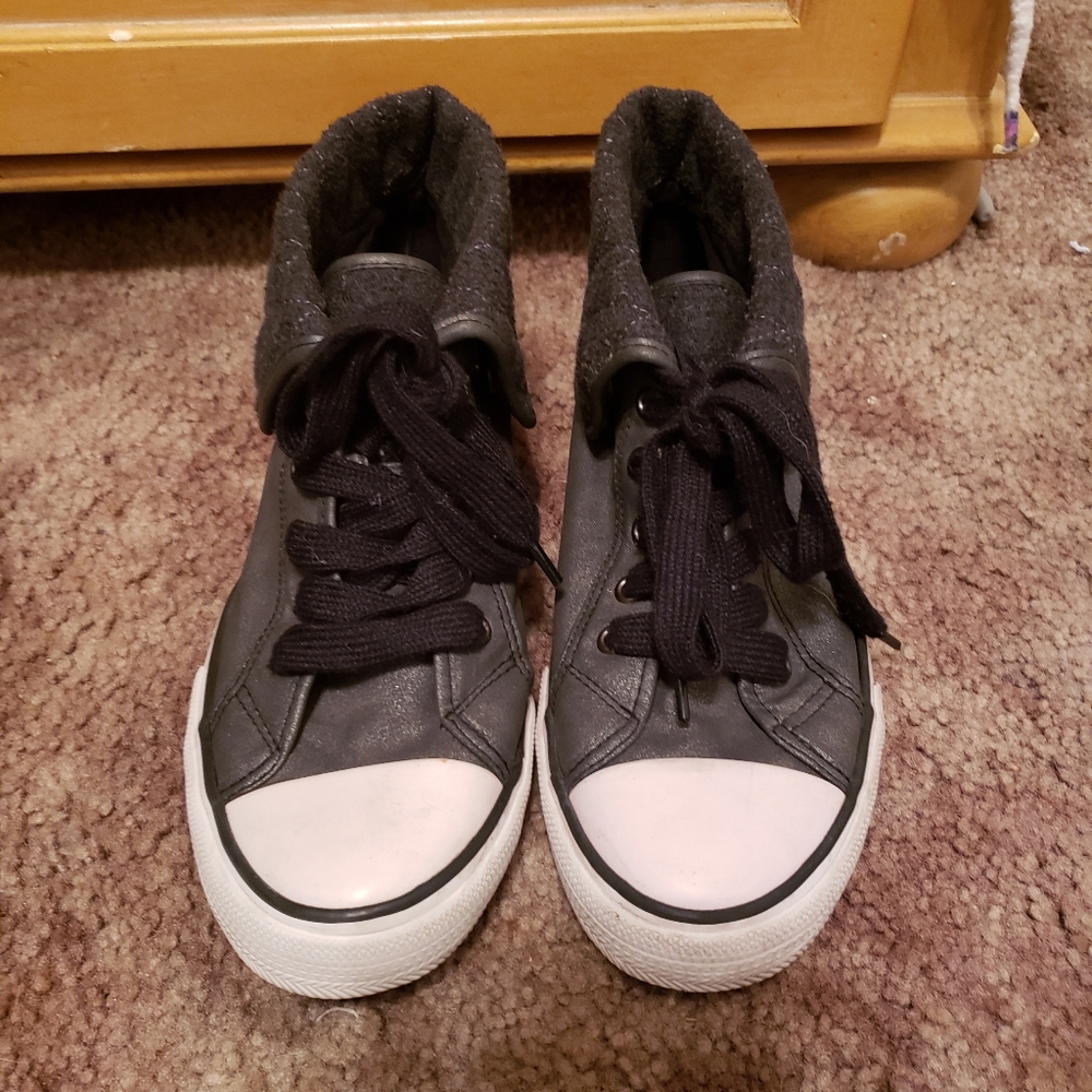 Black/Gray shimmer high top like shoes